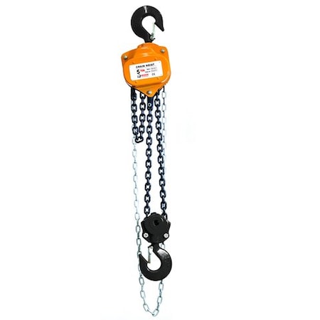 5 Ton Manual Chain Hoist, 20 Ft, Black Oxide Chain